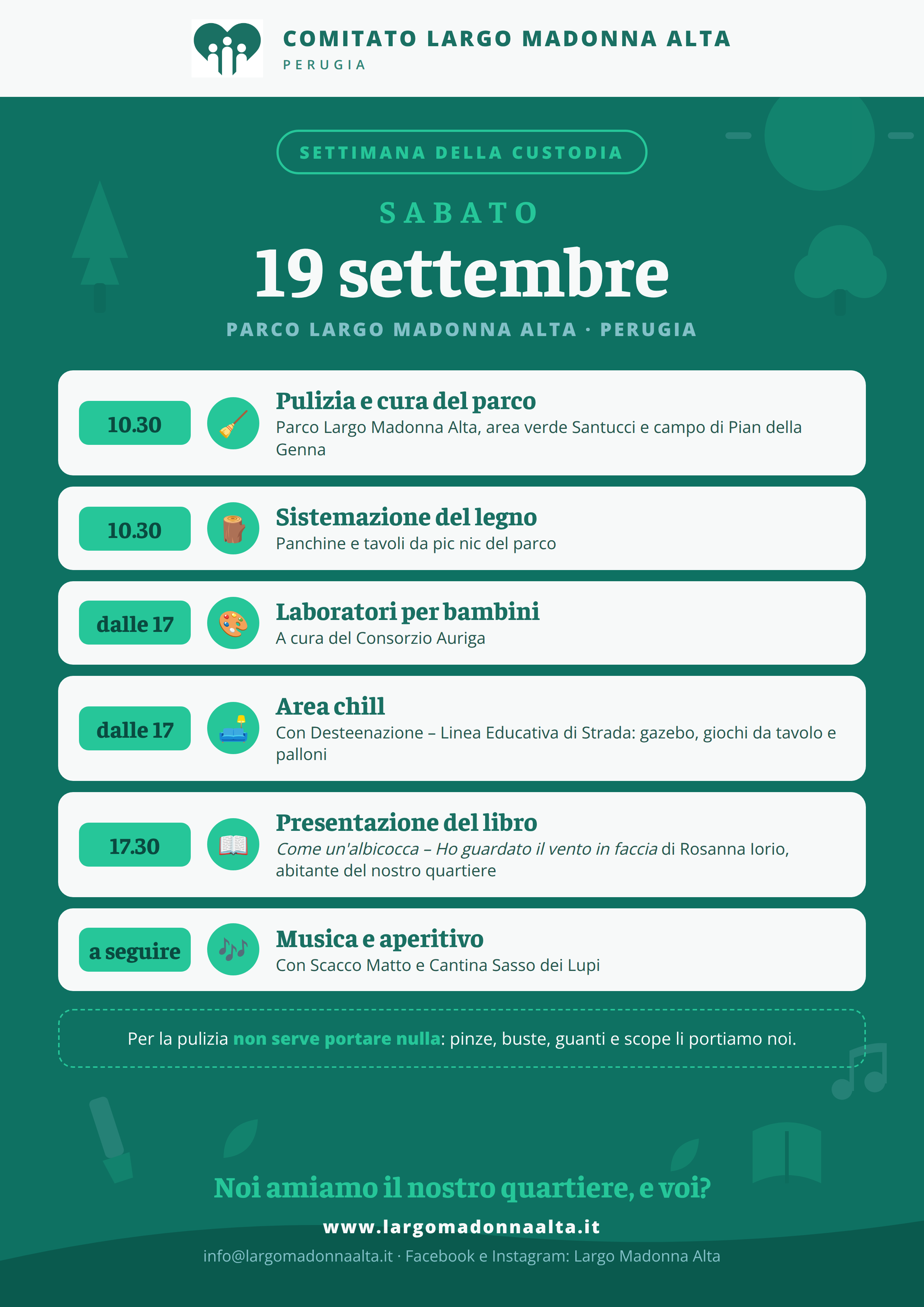 Comitato Largo Madonna Alta Perugia Pulizia del Parco